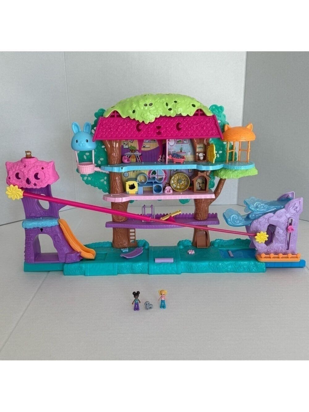 Polly Pocket Doll House Pet Adventure Treehouse Playset 2 Figure Mini Toys